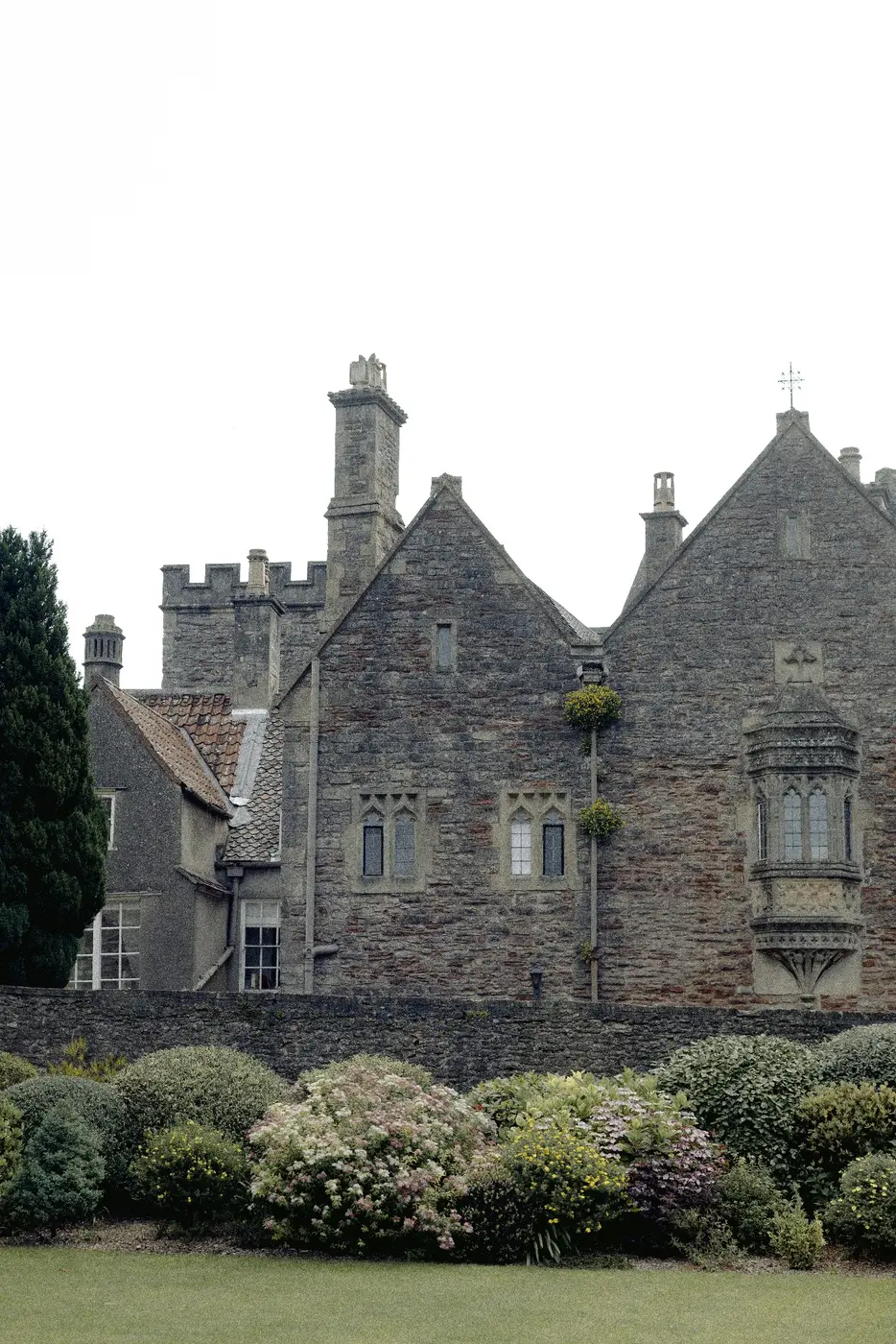 Historic stone manor with traditional architectural details
